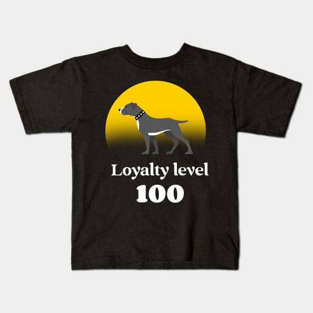 Staffie loyalty level 100 Kids T-Shirt by Dog Lovers Store